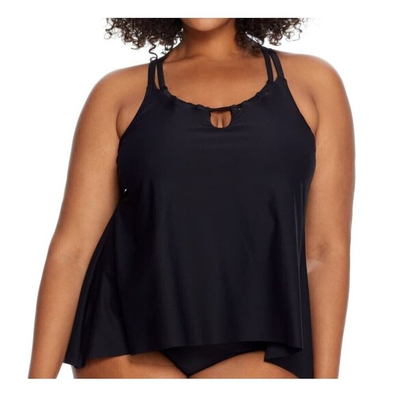 Birdsong Size 20W Bare Necessities Keyhole Underwire Tankini Swim Top Black PLUS - Picture 8 of 15